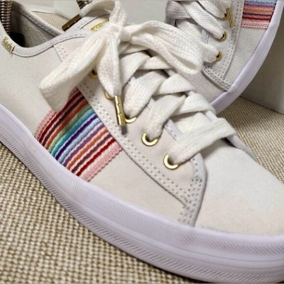 Keds Shoes - Keds White Sneakers with Rainbow Stripes